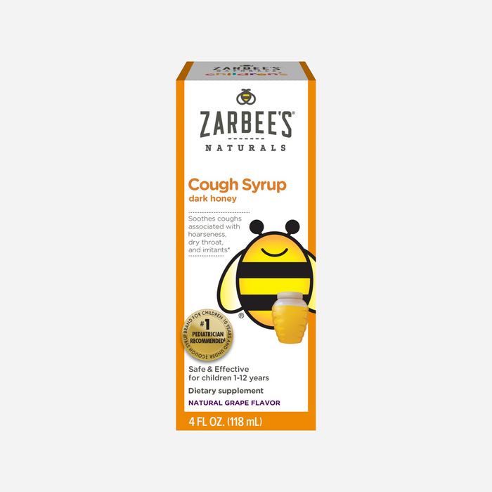 Zarbee's Naturals Children's Cough Syrup with Dark Honey, Grape Flavor, 4 fl oz