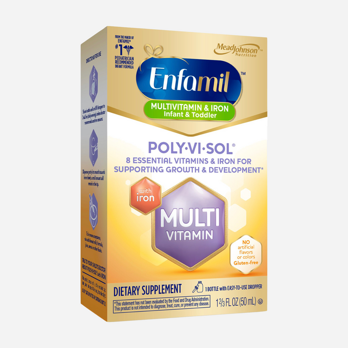 Enfamil Poly-Vi-Sol 8 Multi-Vitamins & Iron for Infants and Toddlers, Supports Growth & Development, 50 mL Dropper Bottle