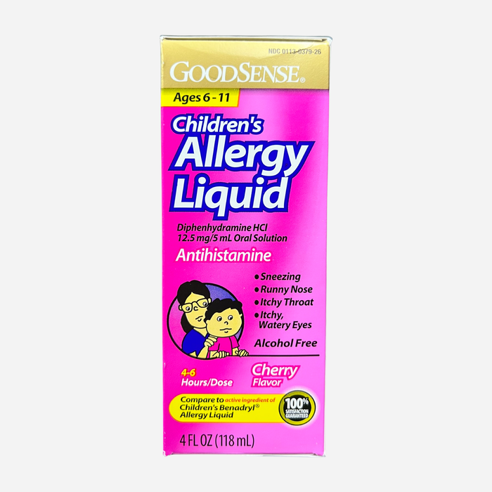 GoodSense Children's Allergy Liquid, Antihistamine, Cherry Flavor, 4FLOZ