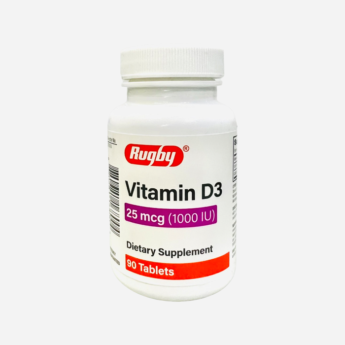 Rugby Vitamin D3, 25 mcg (1000 IU), 90 Tablets