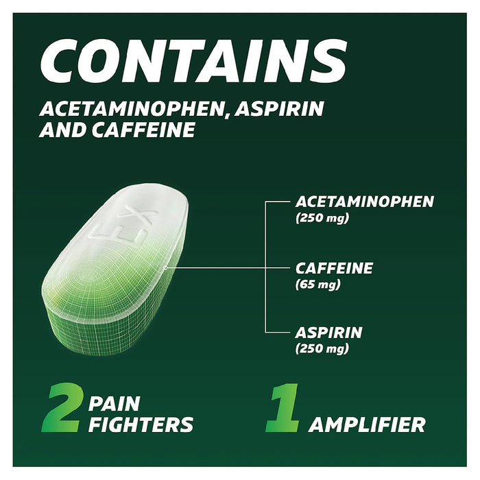 Excedrin Extra Strength Acetaminophen, Aspirin (NSAID) and Caffeine Pain Reliever / Pain Reliever Aid, 100 Caplets