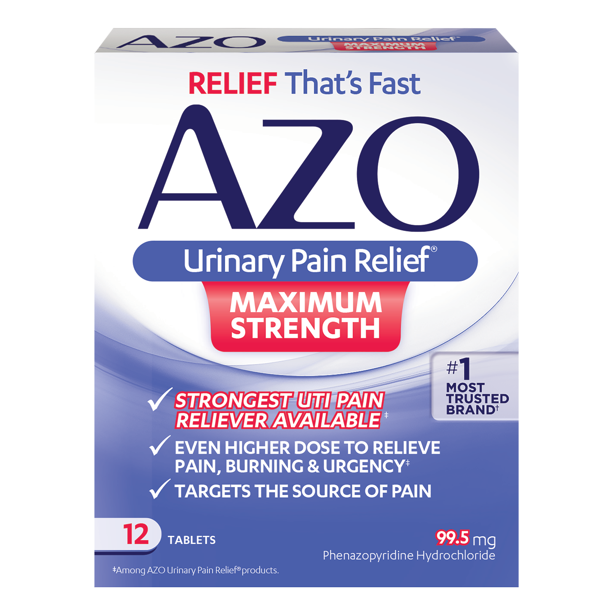 AZO URINARY PAIN RELIEF MAXIMUM STRENGTH 99.5MG/12 TABLETS