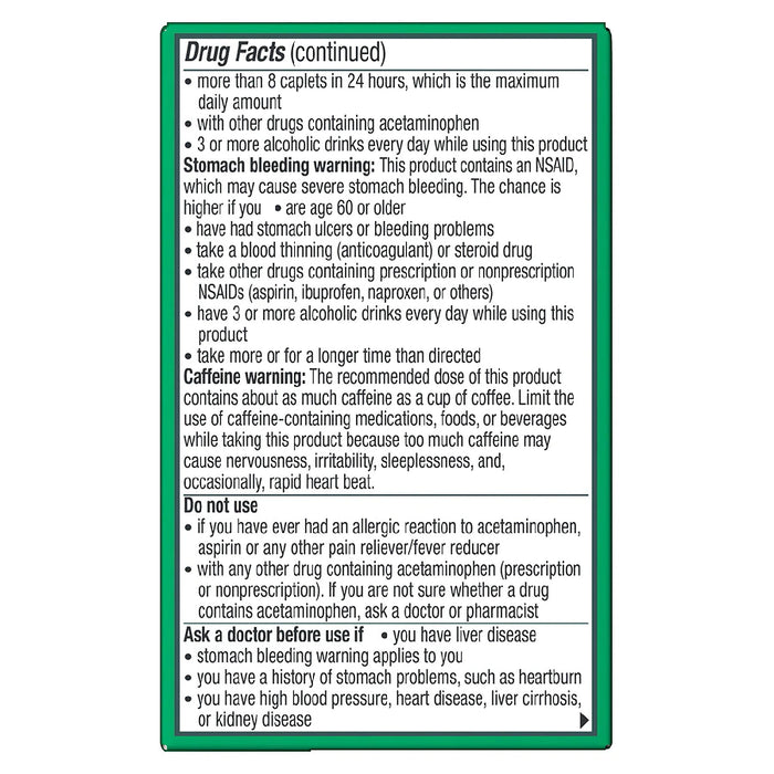 Excedrin Extra Strength Acetaminophen, Aspirin (NSAID) and Caffeine Pain Reliever / Pain Reliever Aid, 24 Caplets