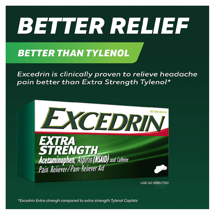 Excedrin Extra Strength Acetaminophen, Aspirin (NSAID) and Caffeine Pain Reliever / Pain Reliever Aid, 100 Caplets