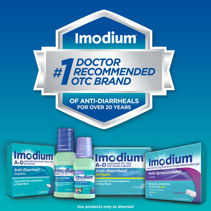 Imodium A-D  Loperamide Hydrochloride Tablets, Anti-Diarrheal Caplets, 24 ct.