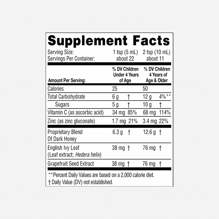 Zarbee's Naturals Children's Cough Syrup + Mucus with Dark Honey, Natural Grape Flavor, 4 fl oz