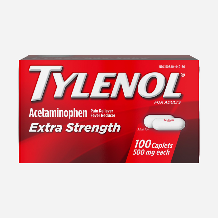 Tylenol Acetaminophen Extra Strength Pain Reliever, 100 Caplets 500 mg