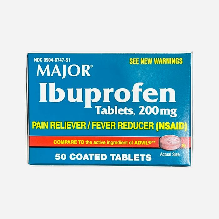 Major Ibuprofen Tablets, Pain Reliever / Fever Reducer (NSAID), 200mg 50 Coated Tablets