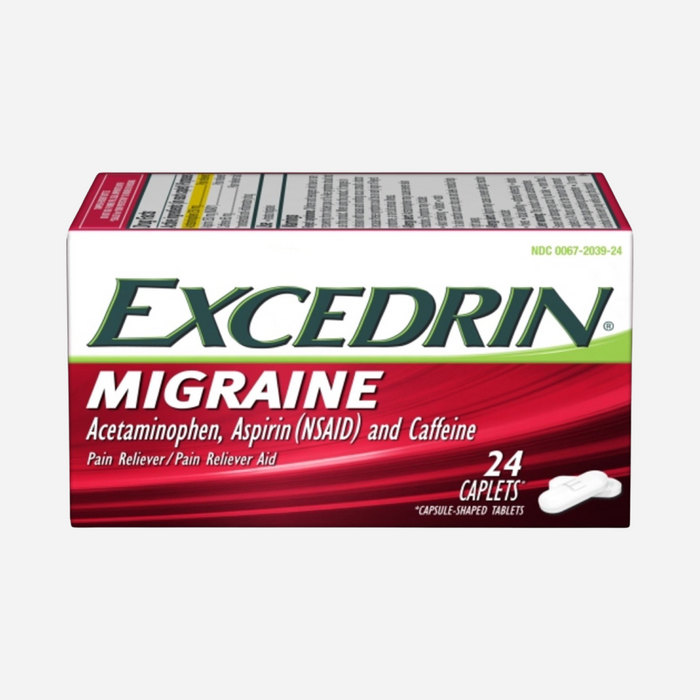 Excedrin Migraine Acetaminophen, Aspirin (NSAID) and Caffeine, Pain Reliever/ Pain Reliever Aid, 24 Caplets