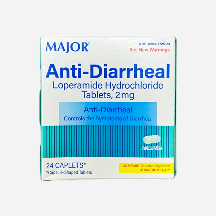 Major Anti-Diarrheal Loperamide Hydrochloride Tablets, 2 mg 24 Caplets