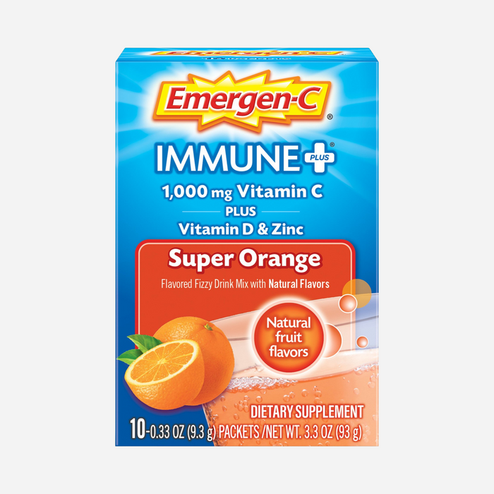 Emergen-C - Immune Plus 1000mg Vitamin C, Super Orange, 10 ct