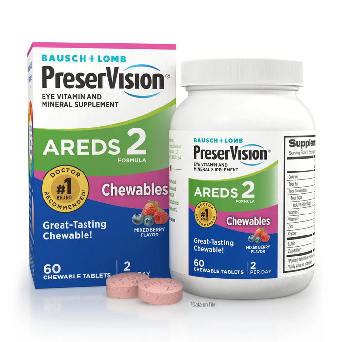 BAUSCH+LOMB PreserVision AREDS 2 Chewable Eye Vitamin and Mineral Supplement/60 chewable Tablets
