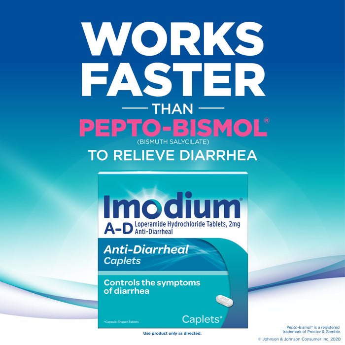 Imodium A-D  Loperamide Hydrochloride Tablets, Anti-Diarrheal Caplets, 24 ct.